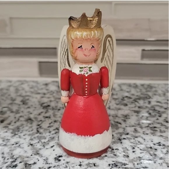 Vintage wooden handpainted angel candle holders - Picture 5 of 9
